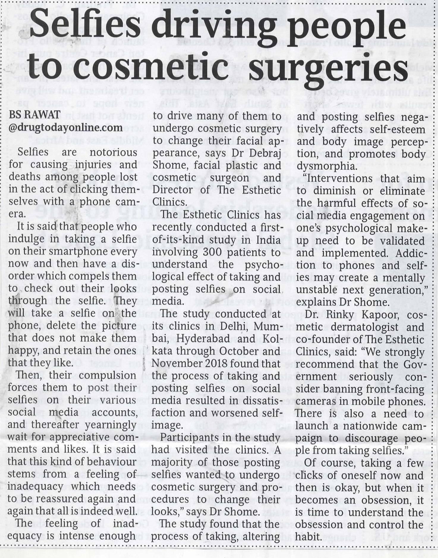 Selfies Driving People To Cosmetic Surgeries - Medical Times